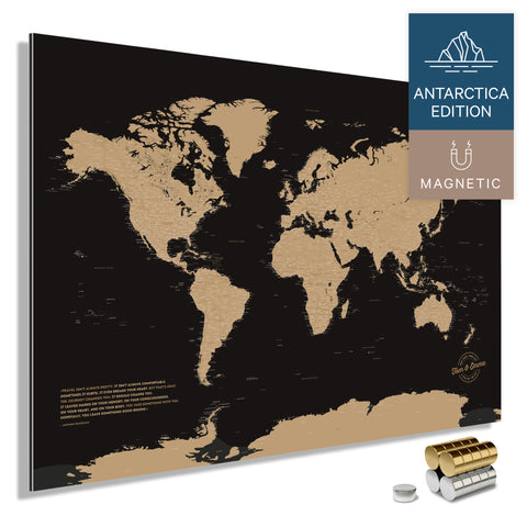 Magnetische Weltkarte ANTARCTICA mit Antarktis als massives Magnetboard in der Farbe Sonar Black, in einem modernen, minimalistischem Design zum Pinnen und Markieren von Reisezielen mit Magneten