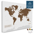 Weltkarte mit Antarktis in Braun als Pinnwand Leinwand kaufen