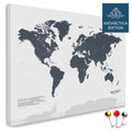 Weltkarte mit Antarktis in Denim Blue als Pinnwand Leinwand kaufen