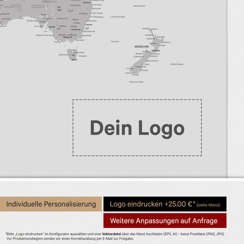 Weltkarte ANTARCTICA® Pinn-Leinwand – Coolgray (Hellgrau)