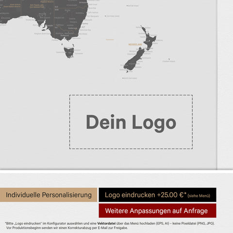 Carte du monde ANTARCTICA® à épingles – Gris clair