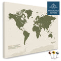 Weltkarte mit Antarktis in Olive Green als Pinnwand Leinwand kaufen
