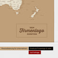 Weltkarte mit Antarktis als Pinn-Leinwand in Treasure Gold mit Logo-Eindruck für Unternehmen