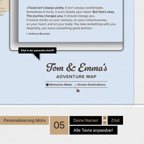 Weltkarte ANTARCTICA® Pinn-Leinwand – Multicolor Atlas