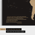 Personalisierbare Weltkarte mit Antarktis in Sonar Black (Schwarz-Gold) mit Zitat von Anthony Bourdain