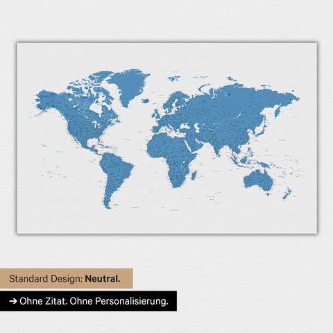 Carte du monde en version standard neutre et couleur bleue