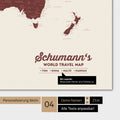 World map in Bordeaux red color with personalization as a family logo