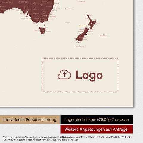 World Map TRAVEL® Magnetic Board – Bordeaux Red