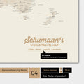 Weltkarte in Farbe Gold mit Personalisierung als Familien-Logo