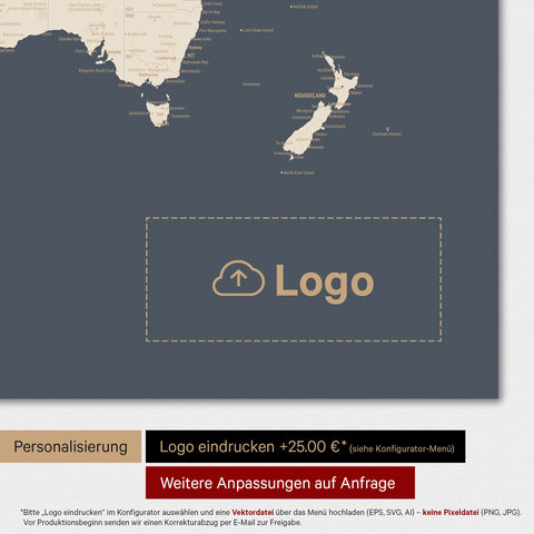 Magnetische Weltkarte TRAVEL® Magnetboard – Hale Navy (Dunkelblau-Gold)