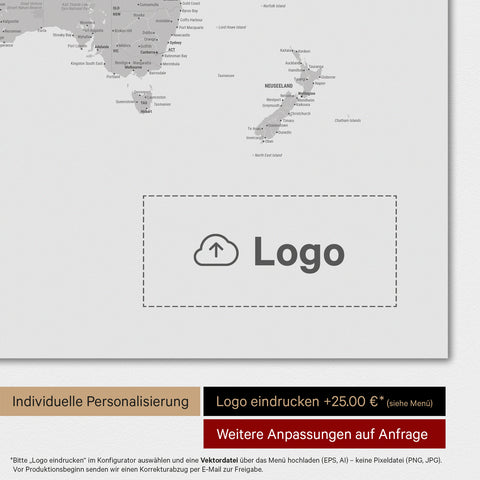 Carte du monde TRAVEL® Tableau magnétique – Coolgray (Gris clair)