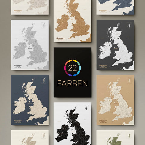 Konfiguration der Weltkarte mit einer Auswahl von 22 Farben zur Personalisierung