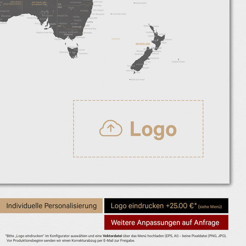 Magnetische Weltkarte TRAVEL® Magnetboard – Light Gray (Weiß Grau)