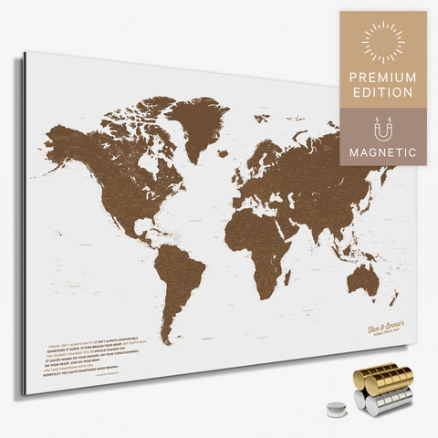 Magnetische Weltkarte in Braun als Magnetboard zum Pinnen und Markieren von Reisezielen kaufen