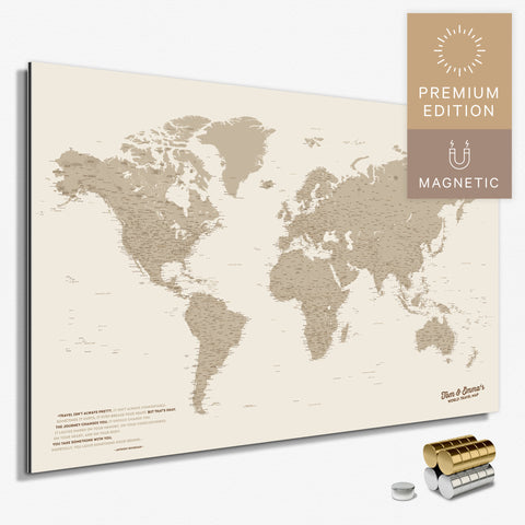 Magnetische Weltkarte in Desert Sand (Beige) als Magnetboard zum Pinnen und Markieren von Reisezielen kaufen