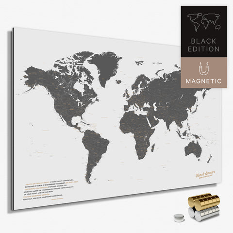 Magnetische Weltkarte in Light Gray als Magnetboard zum Pinnen und Markieren von Reisezielen kaufen