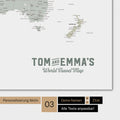 Weltkarte Magnetboard in der Farbe Multicolor Sage mit Personalisierung als Logo im Vintage-Look