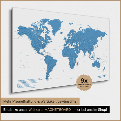 Magnetic World Map TRAVEL® Poster – Ocean Blue