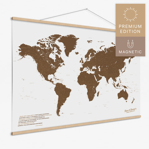 Magentische Weltkarte in Braun als Magnet-Poster kaufen