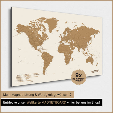 Magnetische Weltkarte TRAVEL® Magnetposter – Bronze
