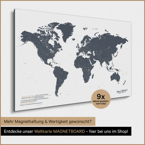 Magnetic World Map TRAVEL® Poster – Denim Blue