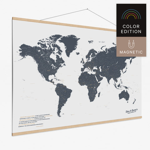 Magentische Weltkarte in Denim Blue als Magnet-Poster kaufen