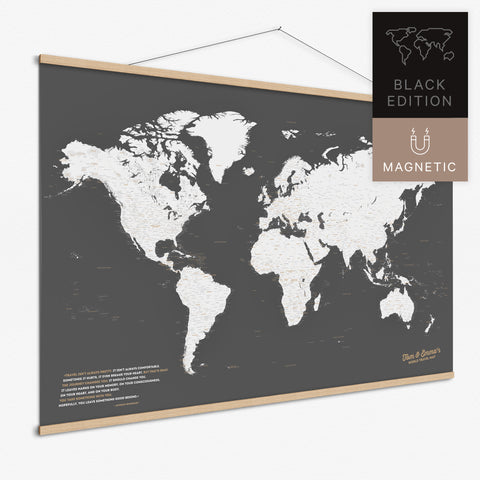 Magentische Weltkarte in Dunkelgrau als Magnet-Poster kaufen