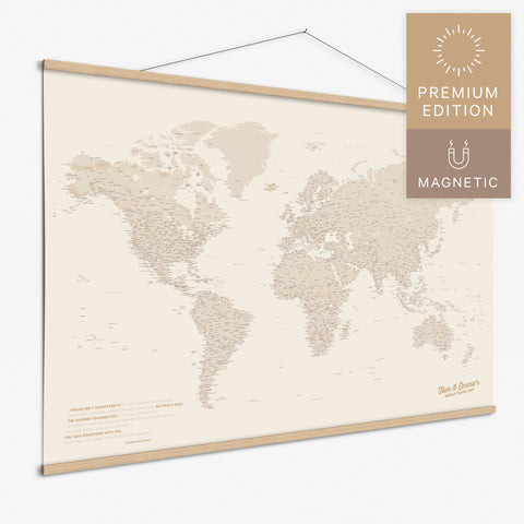 Magentische Weltkarte in Gold als Magnet-Poster kaufen