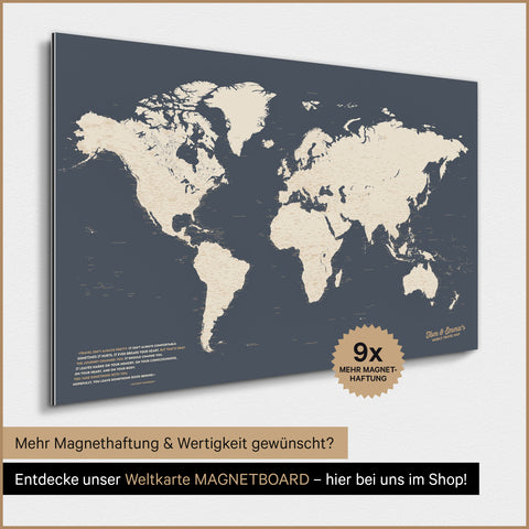 Magnetische Weltkarte TRAVEL® Magnetposter – Hale Navy (Dunkelblau-Gold)