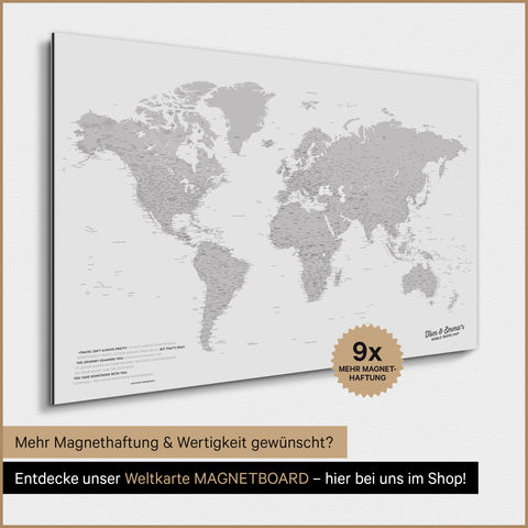 Magnetische Weltkarte TRAVEL® Magnetposter – Coolgray (Hellgrau)