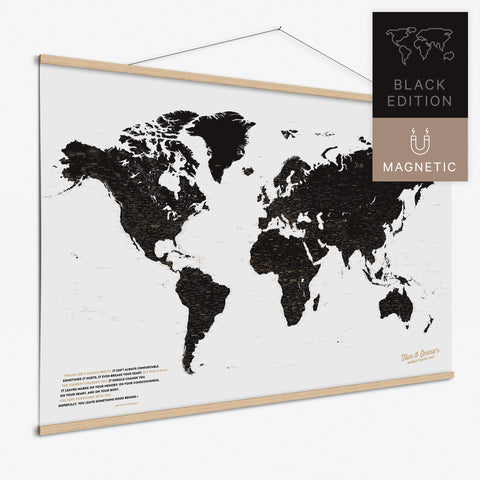 Magentische Weltkarte in Weiß-Schwarz als Magnet-Poster kaufen