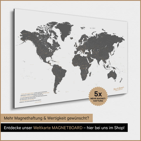Magnetische Weltkarte TRAVEL® Magnetposter – Light Gray (Weiß-Grau)