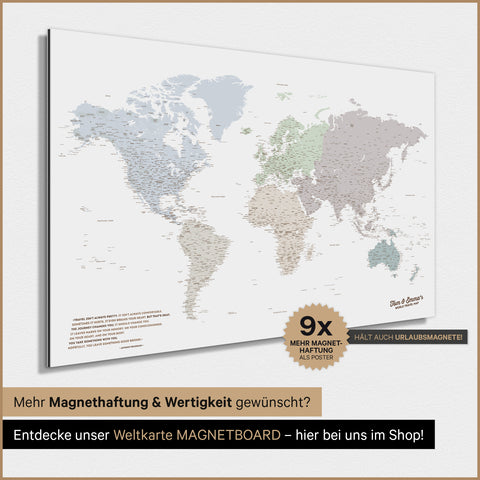 Magnetische Weltkarte TRAVEL® Magnetposter – Multicolor Light