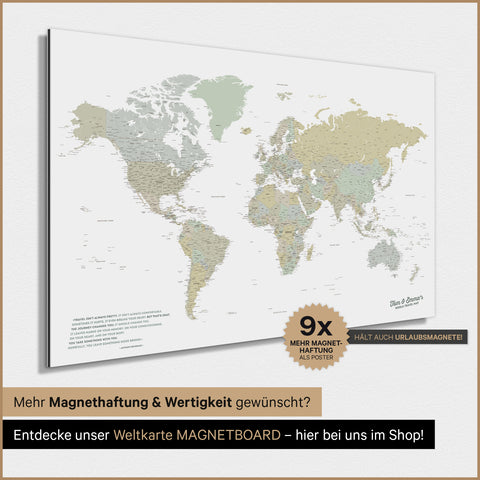 Magnetische Weltkarte TRAVEL® Magnetposter – Multicolor Sage