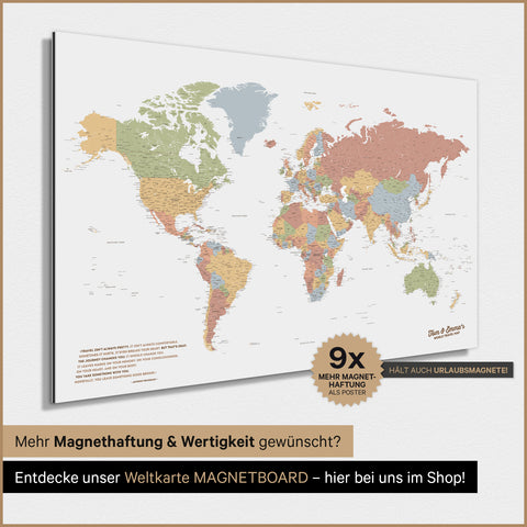 Magnetische Weltkarte TRAVEL® Magnetposter – Multicolor Sienna