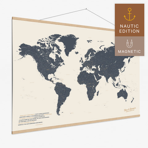 Magentische Weltkarte in Navy Light als Magnet-Poster kaufen