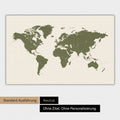 Magnetische Weltkarte in neutraler Standard-Ausführung und Farbe Oliv-Grün