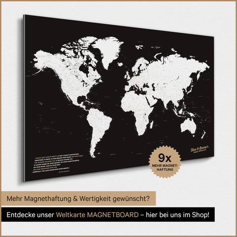 Magnetische Weltkarte TRAVEL® Magnetposter – Dark Black (Schwarz-Weiß)