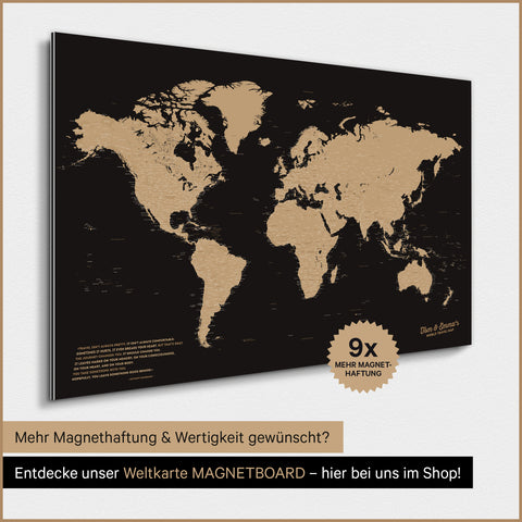 Magnetische Weltkarte TRAVEL® Magnetposter – Sonar Black (Schwarz-Gold)