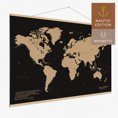 Magentische Weltkarte in Sonar Black (Schwarz-Gold) als Magnet-Poster kaufen