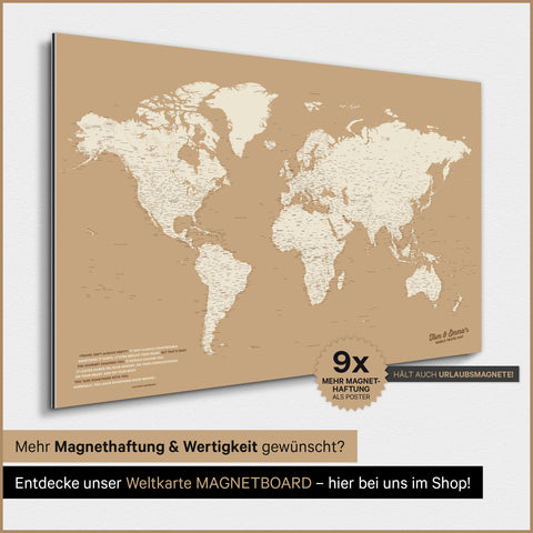 Magnetische Weltkarte TRAVEL® Magnetposter – Treasure Gold