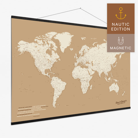 Magentische Weltkarte in Treasure Gold als Magnet-Poster kaufen