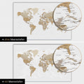 World map in multicolor beige with two-dimensional sea depths
