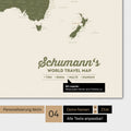 World map in olive green color with personalization as a family logo