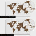 Weltkarte in Braun mit zweidimensionalen Meerestiefen