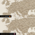 Weltkarte Leinwand in Desert Sand wahlweise in deutscher oder englischer Sprache