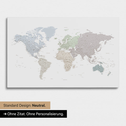 Version neutre et sobre d'une carte du monde en carte à épingles Multicolor Light sans personnalisation