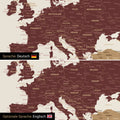 Weltkarte Leinwand in Multicolor Vivid wahlweise in deutscher oder englischer Sprache