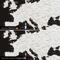 Weltkarte Leinwand in Schwarz-Weiss wahlweise in deutscher oder englischer Sprache