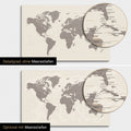 Weltkarte in Warmgray (Braun-Grau) mit zweidimensionalen Meerestiefen